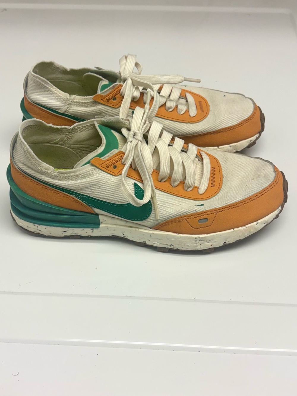 Nike Kids White, Green & Orange Retro Runner Sneakers